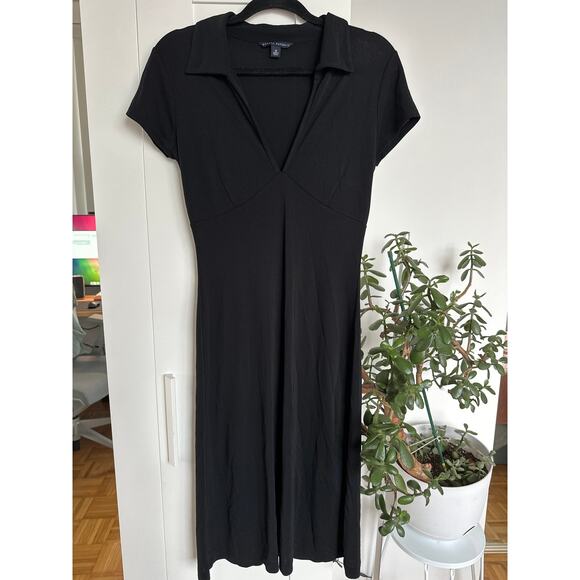 Banana Republic Short Sleeved Collared Deep V-Neck Midi Empire Waist Dress, Med - Picture 1 of 6